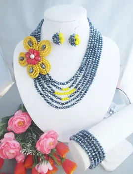 

Fashion Jewelry Sets Bohemian Crystal Beads Necklace Earrings Set Wedding Parure Bijoux
