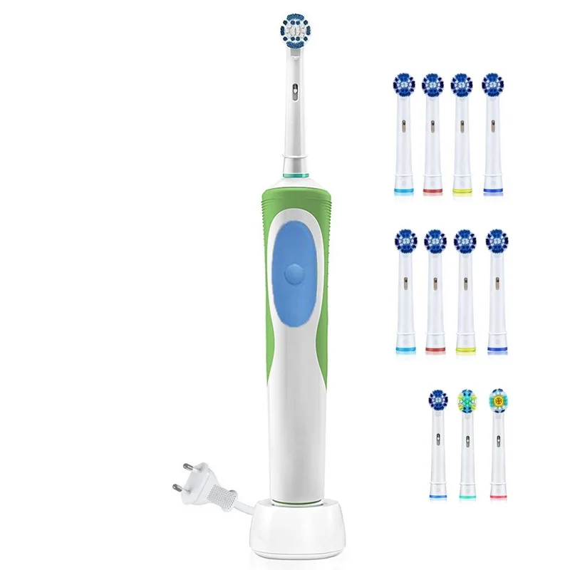 Прецизионная перезаряжаемая электрическая зубная щетка, ультра звуковая зубная щетка для детей и взрослых, звуковая зубная щетка 220-240 В напряжение - Цвет: total 11 brush heads