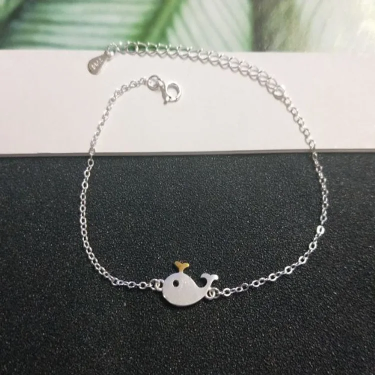

925 sterling silver silver brushed necklace dolphins necklace female clavicle chain LW06