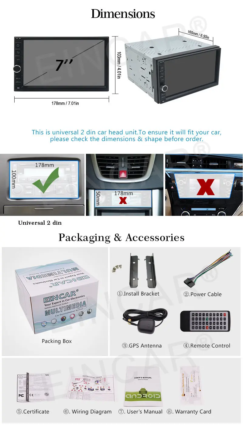Top 4-Core 7" Android 6.0 Double 2DIN Car Radio Stereo GPS NO-DVD OBD2 Bluetooth 14