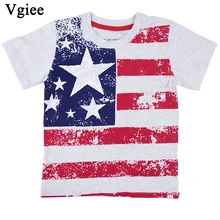 Vgiee/топы для мальчиков, футболка детская Рождественская Рубашка летняя одежда для маленьких мальчиков возрастом от 2 до 8 лет, принт национального флага, CC233
