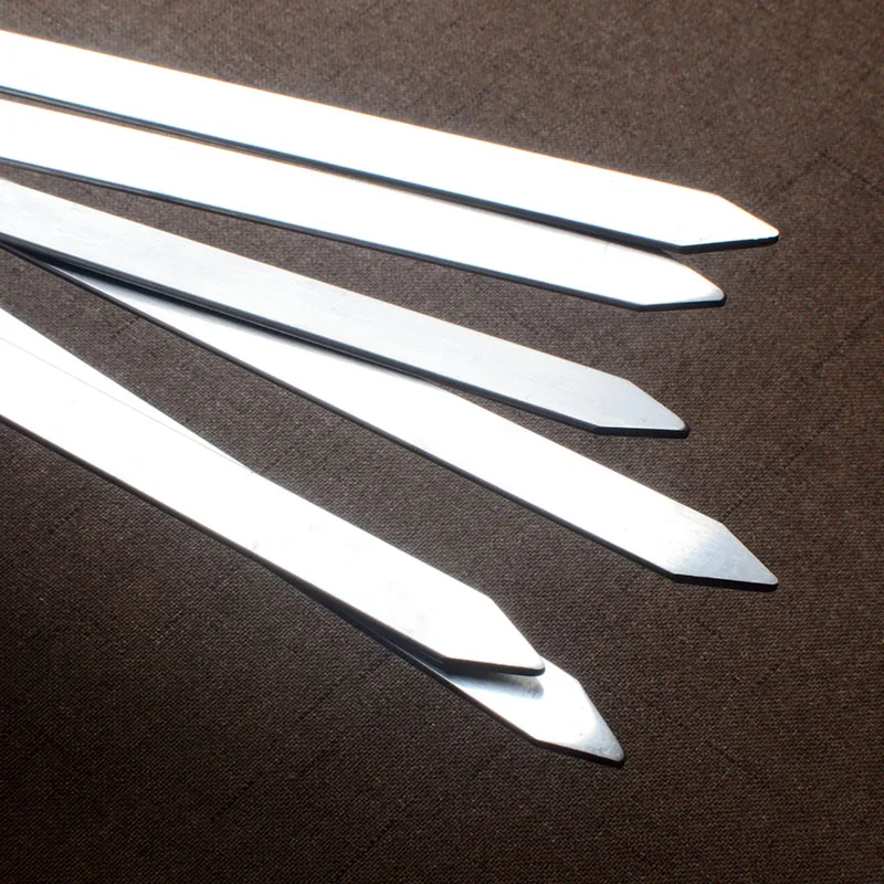 21.56" 55cm Stainless Steel BBQ Skewers Wooden Handle BBQ Fork Shish Kebab Barbecue Grill Long Flat Meat Skewers Set 6/10/12pcs