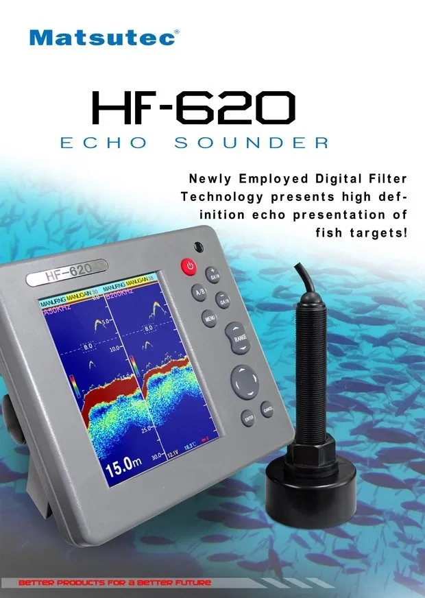 Морской цвет эхолот двойной частоты 5,6 дюйма 1000 футов Matsutec HF-620