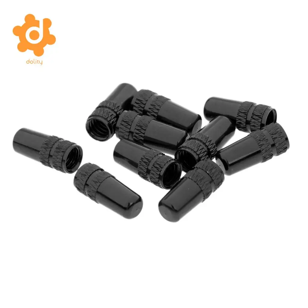 10Pcs MTB Bike Bicycle Aluminum Alloy Presta Valve Cap Dust Cover  for Added Grip Cycling Bicycle Parts -Black