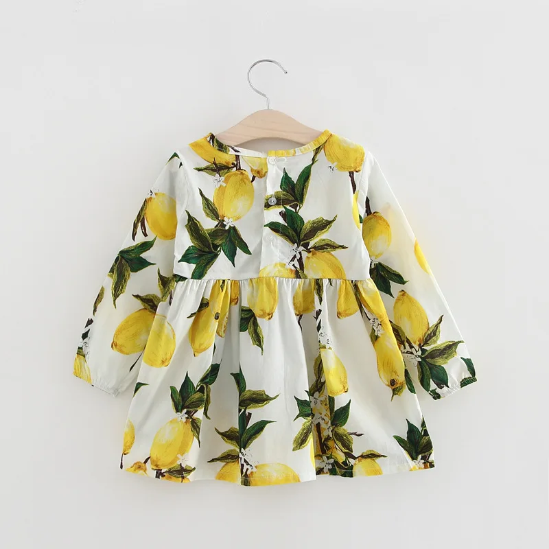 Hot Sale New 2017 Spring Summer Girl Dress Fruit Lemon Pattern Baby Girl Dress Children Sundresses Kids Full Sleeve Dresses (21)