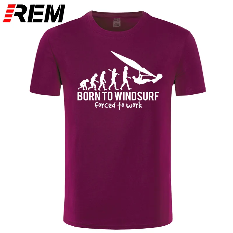 REM Лидер продаж забавные Винтаж Born To Windsurf Эволюция забавная футболка для мужчин - Цвет: 5