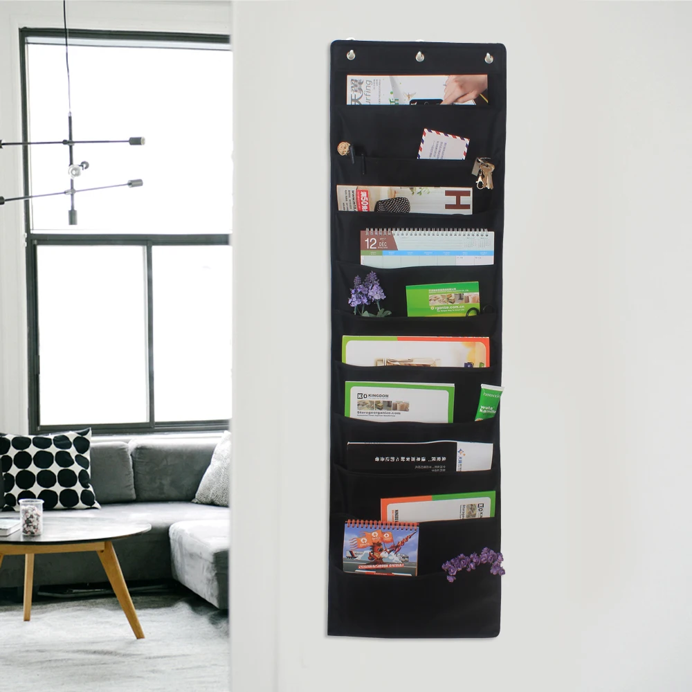 

Free shipping Washable 10 Pockets Over the Door Storage Bag Door Office Wall Book Notebook Textbook Magazine Hanging Bag