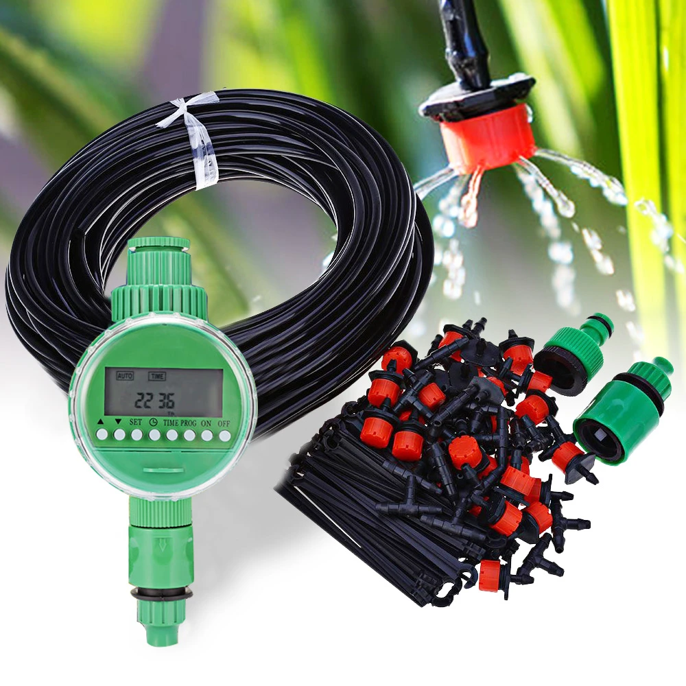 DIY Micro Drip Irrigation Auto Timer Self Plant Watering 25M Garden Hose System DIY Micro Drip Irrigation Auto Timer Self Plant Watering 25M Garden Hose System