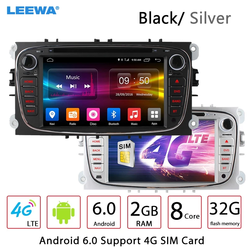 

LEEWA 7" Android 6.0 (64bit) DDR3 2G/32G/4G LTE Octa Core Car DVD GPS Radio Head Unit For Ford Focus/Mondeo/S-MAX/Galaxy