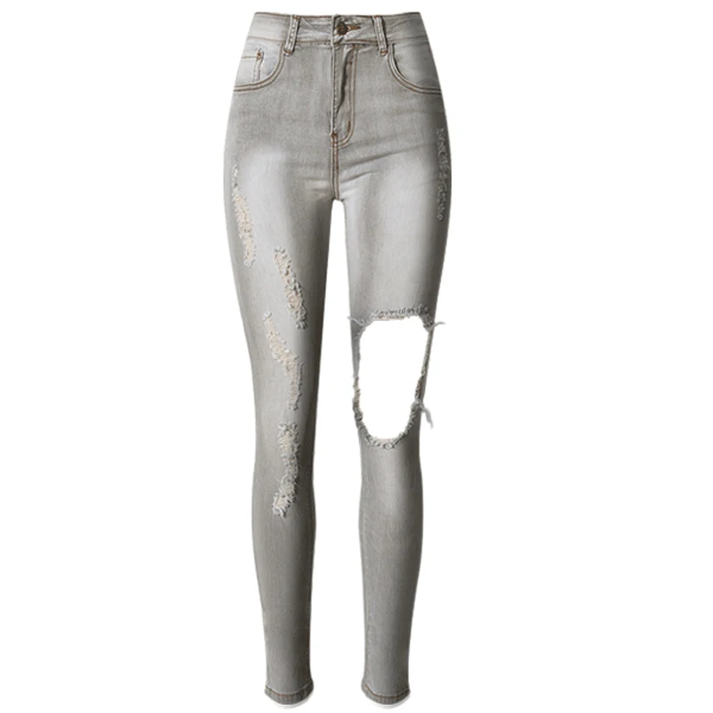 womens grey ripped skinny jeans