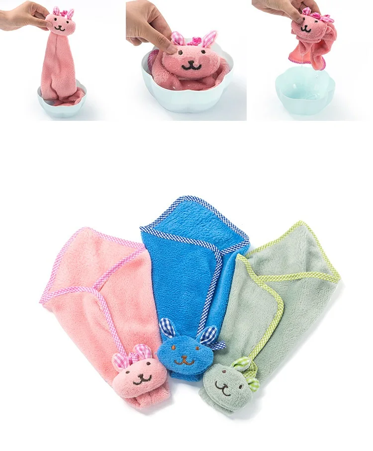 Милое детское полотенце для рук с мультяшным животным Кроликом, плюшевое кухонное мягкое подвешивающее банное полотенце, детские подарки