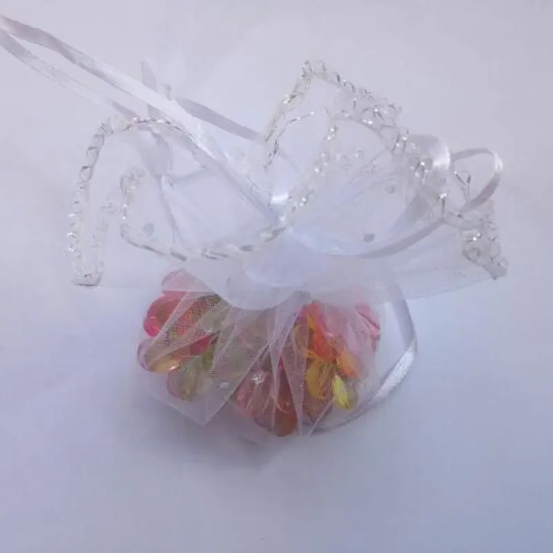 60 шт. 40 см диаметр марлевые сумка мешок со шнурком Свадьба День рождения Рождество конфеты подарочная сумка для показа круглая органза сумка - Цвет: Белый