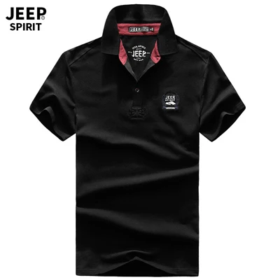 JEEP SPIRIT летние поло мужские хлопковые рубашки-поло para hombre однотонные дышащие поло de marca Топы И Футболки Повседневная Военная рубашка m-xxxl - Цвет: Черный