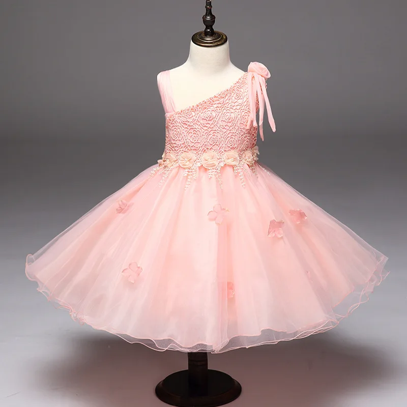 

2018 Pink Flower Girl Tutu Dress Wedding Tulle Dress Girls Wedding Dresses Robe Demoiselle D'honneur Rose Fille Kids Dress