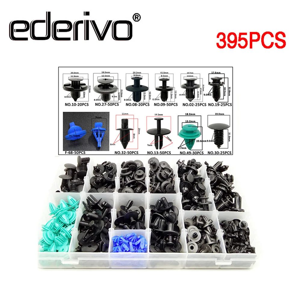 Ederivo 395PCS Universal Auto Fastener Nylon Plastic Rivet 6 10mm Car