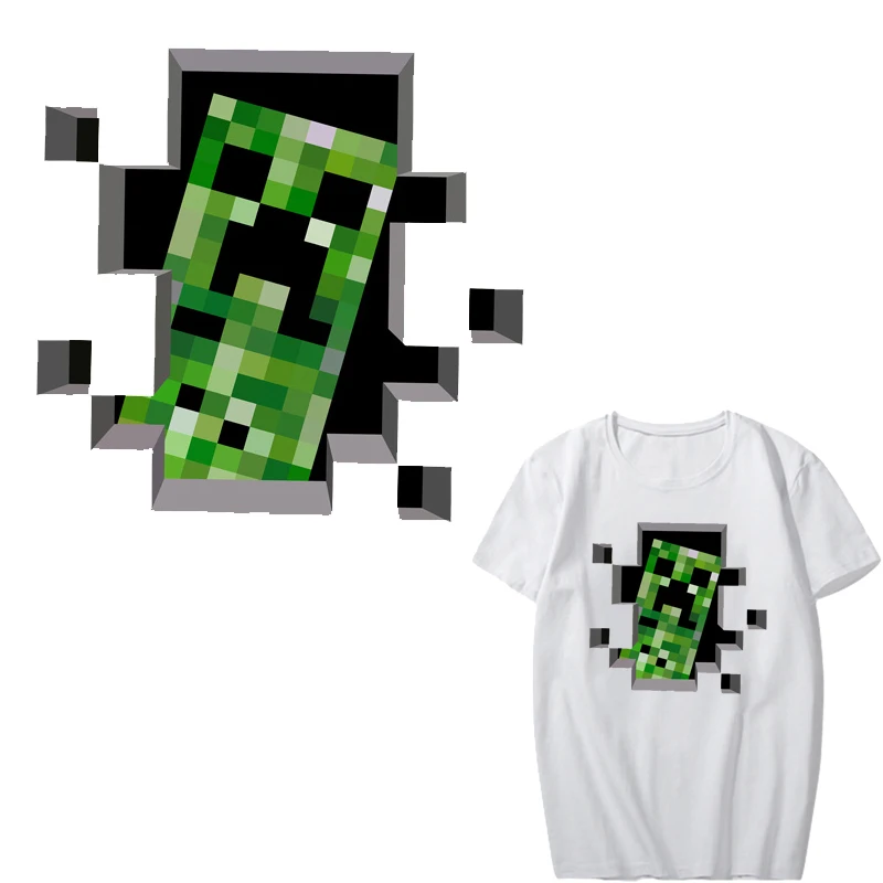 

Iron on Minecraft Patches for Clothes DIY T-shirt Washable Stickers Heat Transfer Vinyl Iron-on Transfers Applique Thermal Press