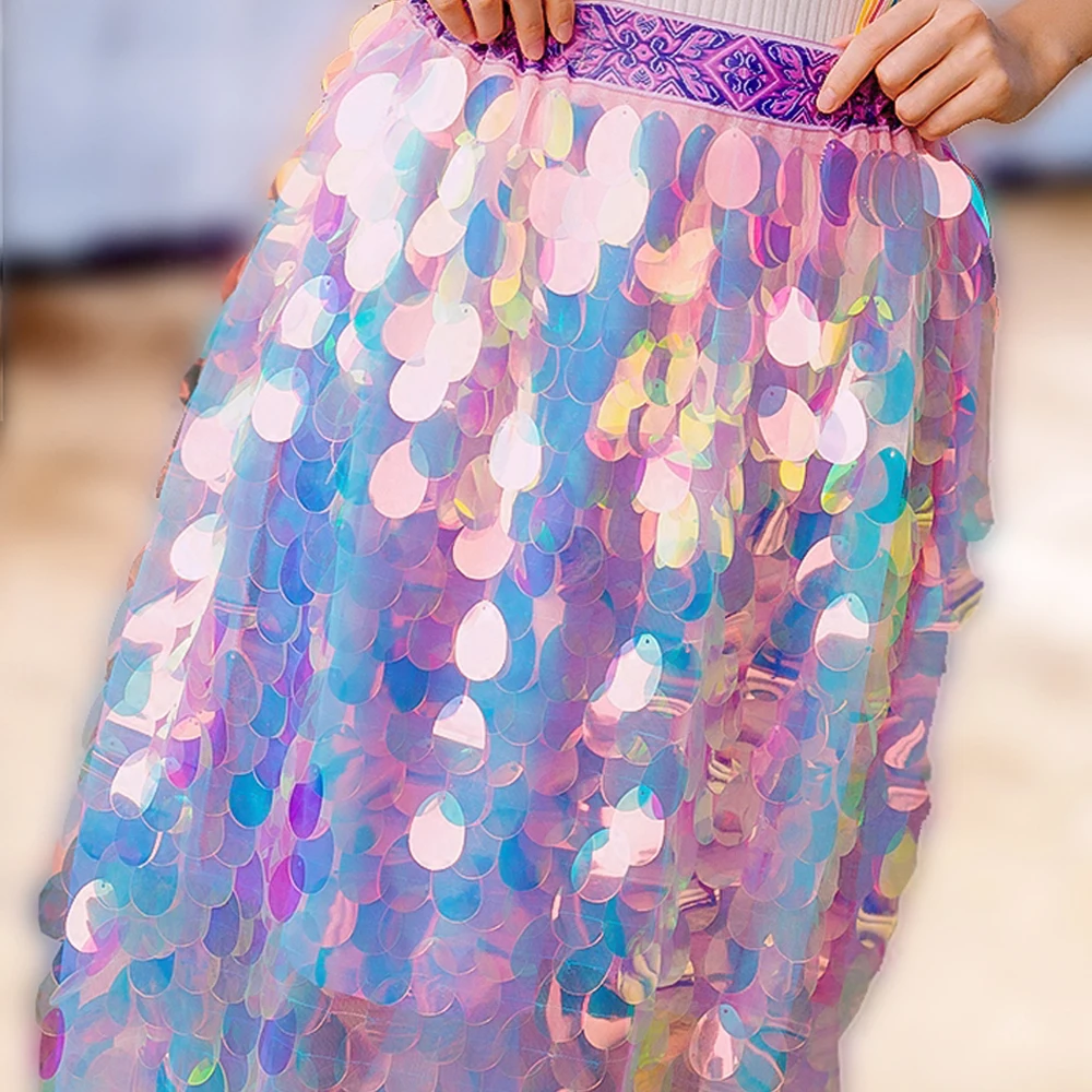 Holografische Sequin Mermaid Hoge Taille Midi Rok Zomer Mode Runway Womens Festival Rave Rokken Kleding Lovertjes Tule Rok Holografische Sequin Mermaid Hoge Taille Midi Rok Zomer Mode Runway Womens Festival Rave Rokken Kleding Lovertjes Tule Rok