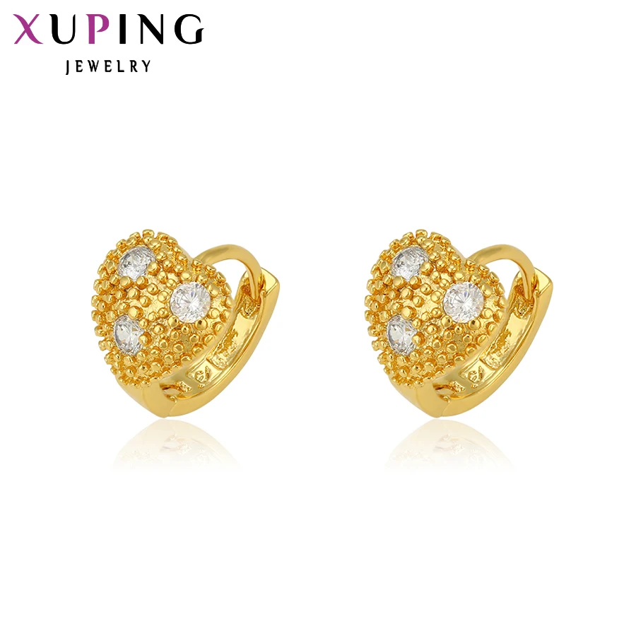 Xuping Luxury Earrings Heart Valentine's Gift Pure Gold Color Plated