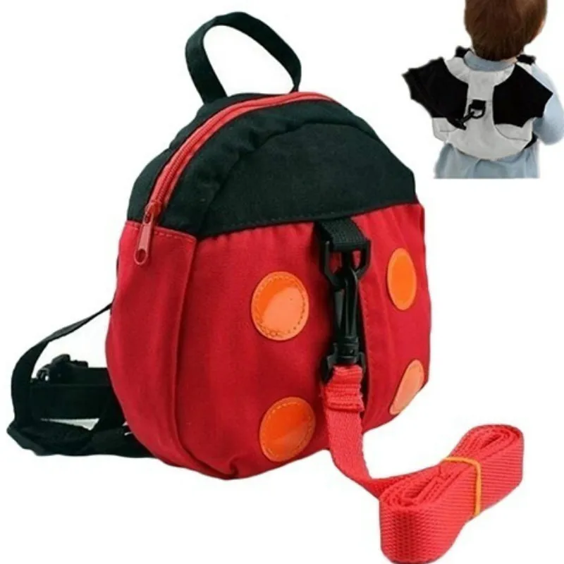 Детский рюкзак с героями мультфильмов, милая летучая мышь, Сумка с божьей коровкой для малышей, не теряющийся жгут, прогулочный ремень, поводки, детский школьный рюкзак для детского сада