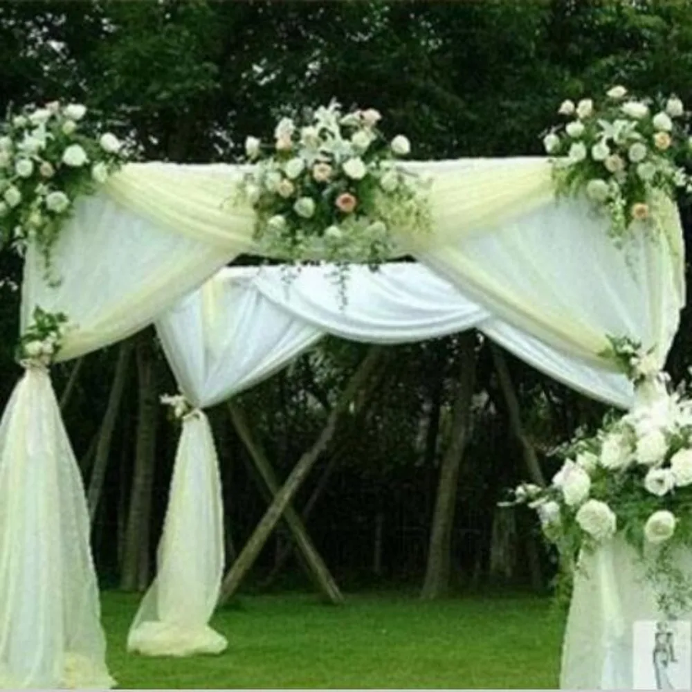 

Free Shipping 30 colors 10M*1.35M Top Table Swags Sheer Organza Fabric Wedding Party Bow Decorations DIY