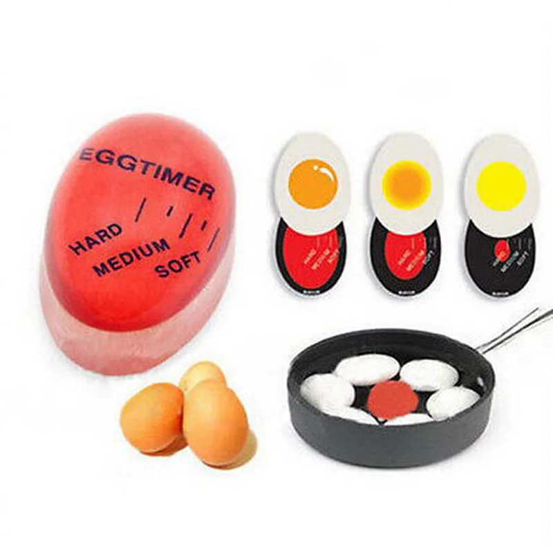 

1pcs Egg Perfect Color Changing Timer Yummy Soft Hard Boiled Eggs Cooking Kitchen Eco-Friendly Resin Egg Timer Red timer tools