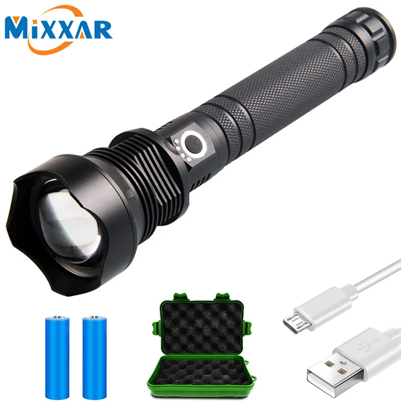 

ZK20 Dropshipping 50000LM LED XHP70 Flashlight USB Rechargeable 18650 Battery Outdoor Camping Powerful Handheld Light Lamp