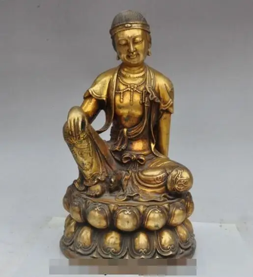 

S01850 12"Tibet Buddhism fane bronze Waibo mother Liberty Kwan Yin Bodhisattva statue B0403