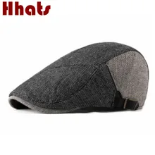 Повседневная Лоскутная весенне-осенняя Кепка для мужчин, теплые шерстяные береты в стиле ретро Newsboy, шерстяной козырек, Мужская винтажная фуражка