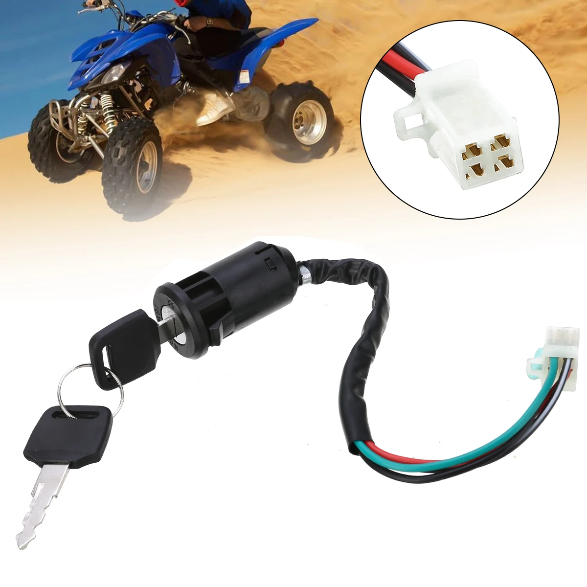 1PC Durable Ignition Key Switch 4 Pin Connector ON OFF Lockstitch For110cc 125cc 140cc Pit Dirt Quad Bike Lock