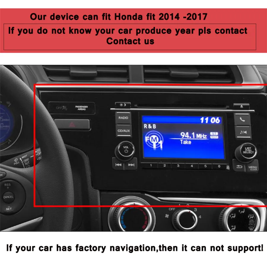 Cheap 8 inch Brazil 1024*600 Tape Recorder Android 7.1 Fit HONDA FIT  2014 -17  Car DVD Player Navigation GPS Radio Stereo Head unit 1