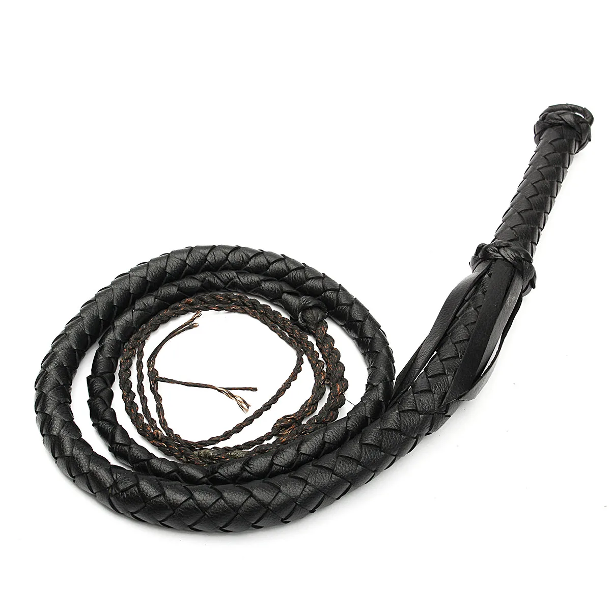 Black Artificial Leather Bullwhip Plait Riders Stock whip Cow Whip flogger 