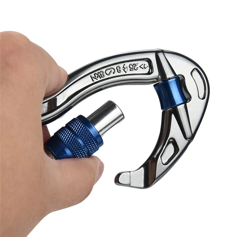 25KN Maximum tension Climbing Carabiner Outdoor Protection Screw Lock Rock Rappelling Tratical An-ti Wear Carabiner #3J#F (3)