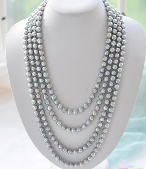 

FREE SHIPPING>>>@@ > 3768 round GRAY Freshwater cultured pearl necklace