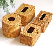 

NEWYEARNEW 8styles Rattan Handicraft Woven Tissue Box for Car Antique Noble Tissue Case Holder Home Decoration Wedding Gifts