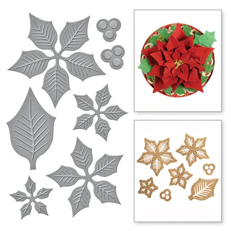 

Layered Poinsettia etched Dies Metal Cutting Dies for Scrapbooking Photo Album Card Paper Embossing Craft DIY Cutting Dies