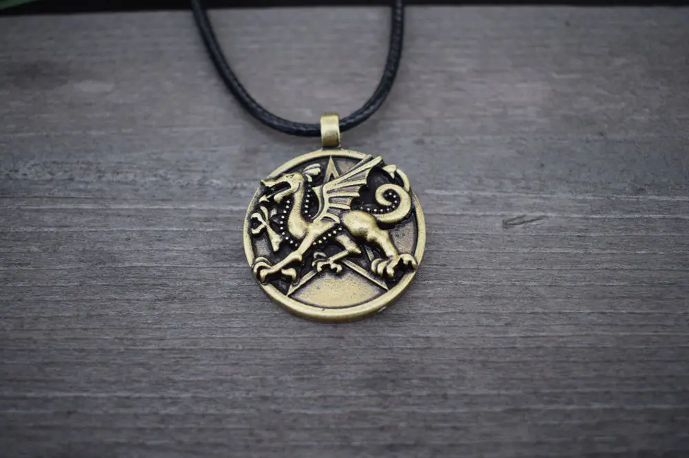 1 шт. ожерелье в виде дракона покрытое античным серебром|medieval jewelry|gothic necklacedragon