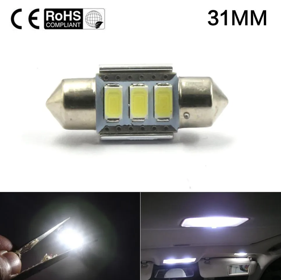 20pcs/lot Aluminum heat 31mm 3SMD 5730 C5W License Plate Lamp dome Festoon bulb car styling side mirror LED Step/Courtesy Light