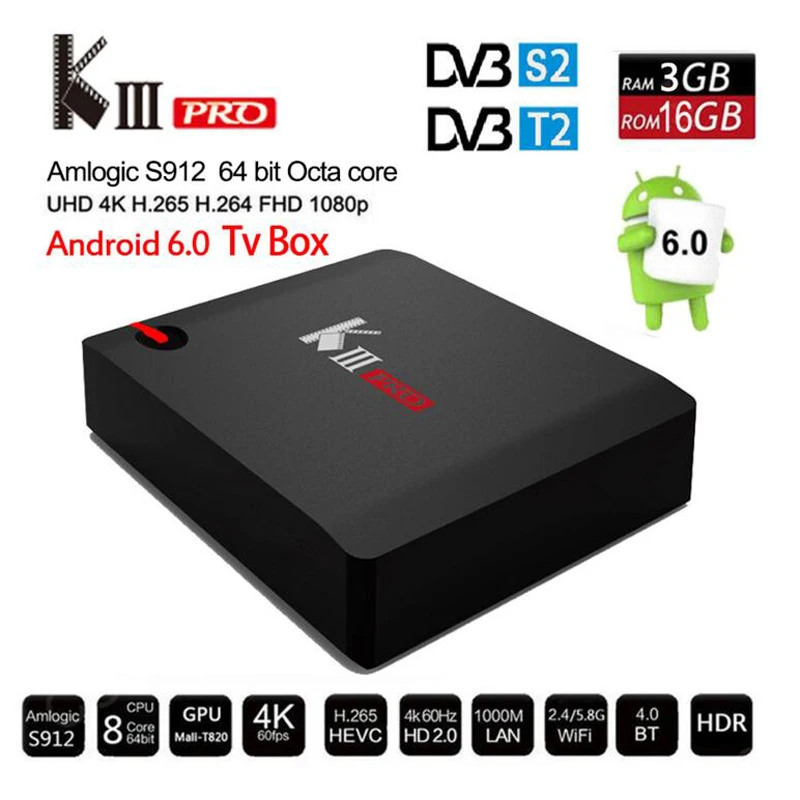 Otha KIII PRO спутниковый ресивер S912 Octa Core android tv box dvb-t2 dvb-s2 3D-плеер 4K TV tdt-тюнер Гибридная
