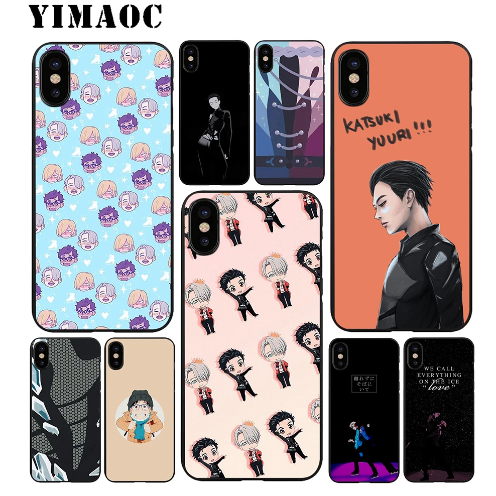 YIMAOC Yuri On Ice Anime Soft TPU Black Silicone Case for iPhone X or 10 8 7 6 6S Plus 5 5S SE Xr Xs Max |