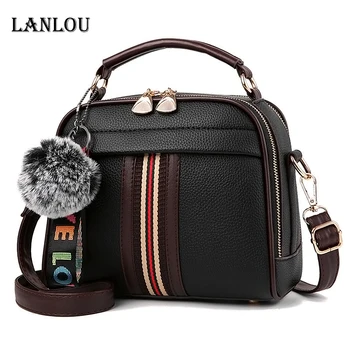 Womens luxury shoulder bag with Hairball Casual cross-body bag for women