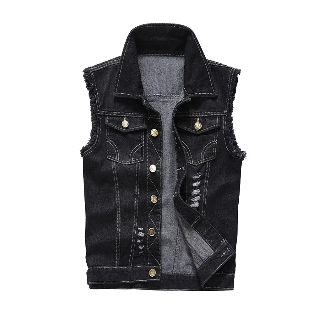 SOLEDI Denim Waistcoat Biker Vest Vest Fashion Sport Male Vest