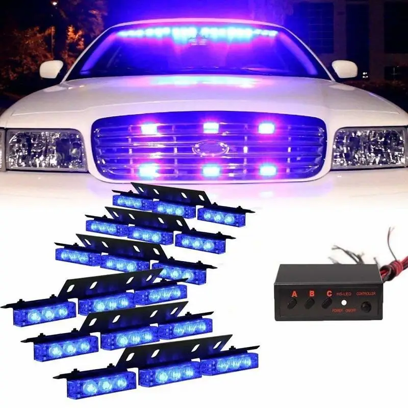 54x LED Emergency Vehicle Strobe Lights Bars Deck Dash Grill Warning (Blue) | Автомобили и мотоциклы