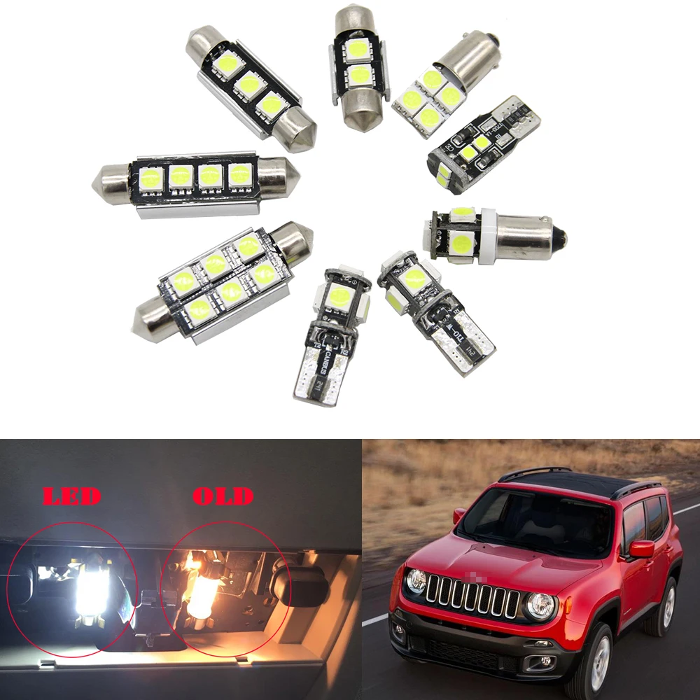13 шт. x canbus ОШИБОК автомобилей светодиодные лампы внутреннего освещения верхнее освещение комплект для Jeep Renegade номерной знак лампы