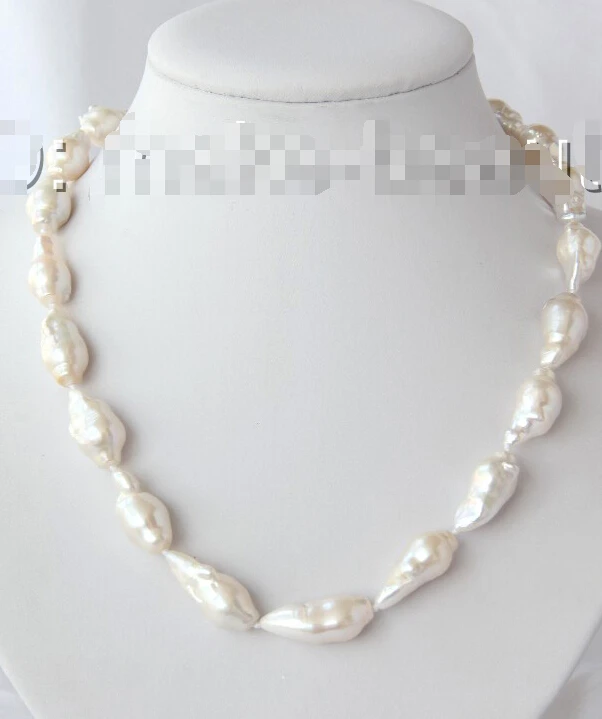 

FREE shipping> big 26mm baroque white keshi reborn freshwater cultured pearl necklace h1915 6.07