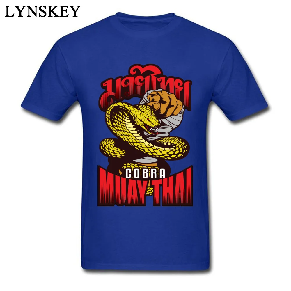 Printed On Men Casual T Shirts Discount Summer Short Sleeve O Neck Cotton Tops Shirts Slim Fit Clothing Shirt Top Quality cobra muay thai thailand martial art blue