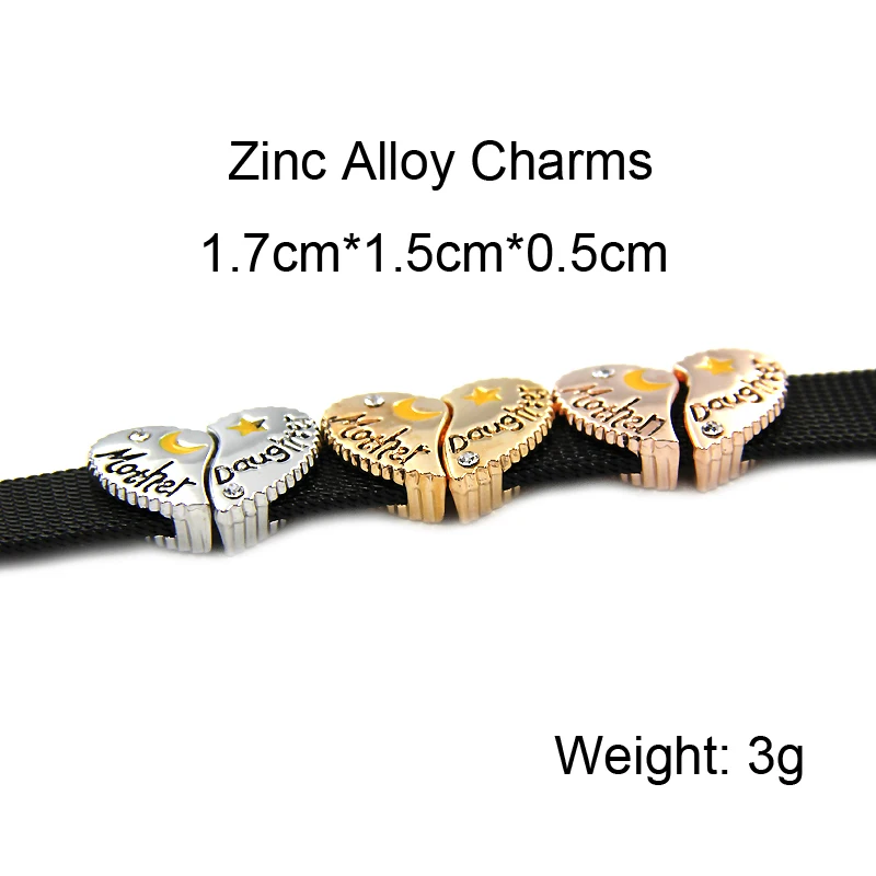 YUKAM Moon Star Mother Daughter Basketball World Map Life Tree Four Leaf Clover Slide Charms Keeper for Bracelets Jewelry Making