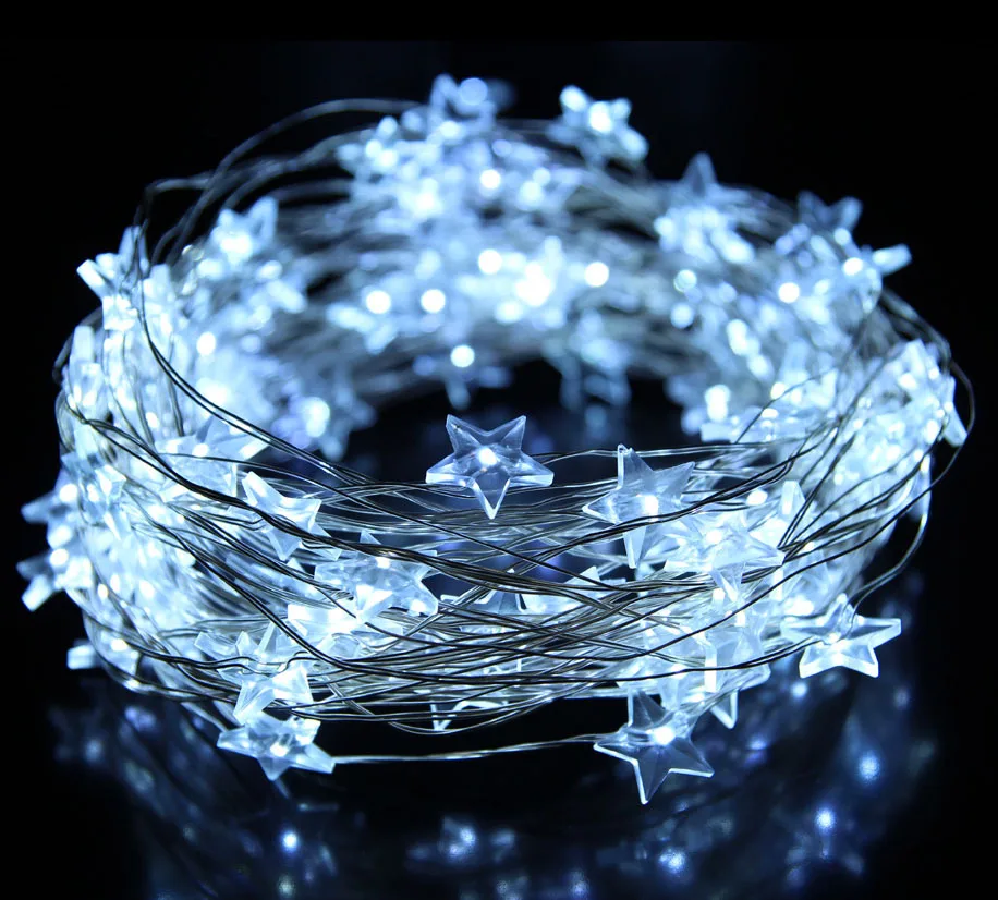 33ft 100 LEDS Star Shaped 10M DC 12V Copper Wire Fariy String Lights