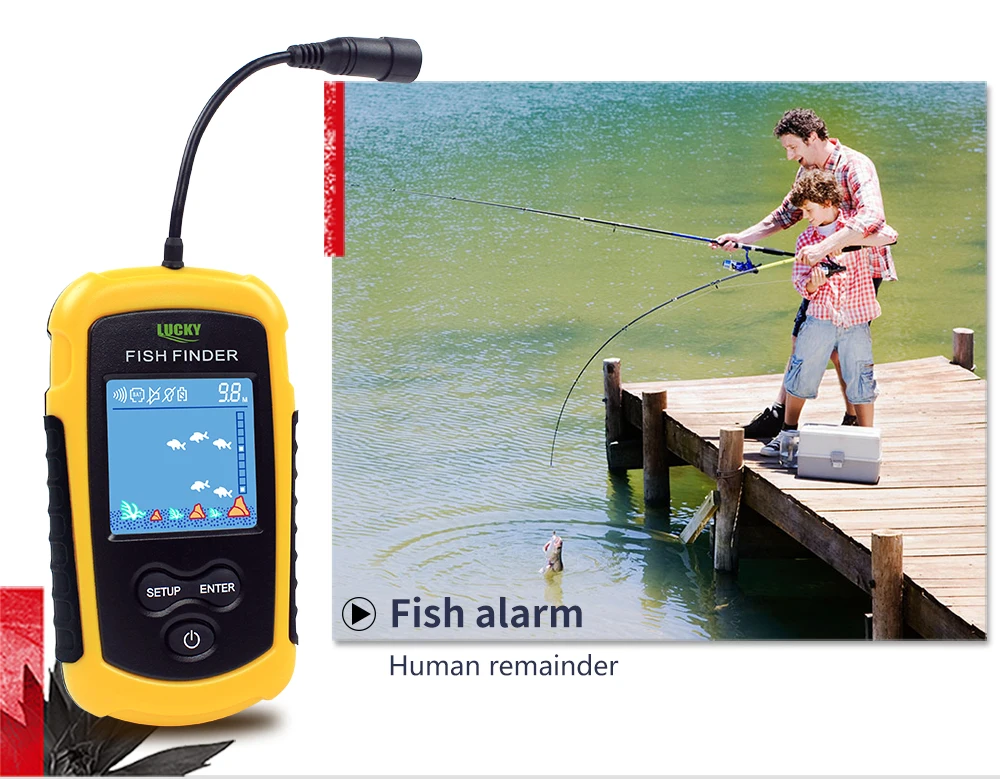 LUCKY Portable Fish Finder Echo Sounder 100M Sonar LCD Echo Sounders