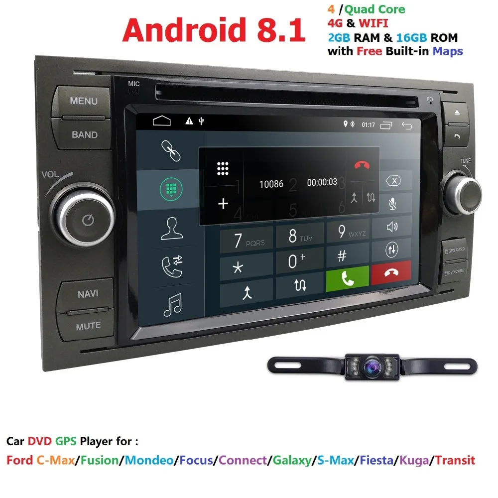 Sale AutoRadio 2 din Android 8.1 Car DVD Player Audio For Ford Focus 2 Fiesta S C Max Kuga mondeo 3 4 transitfusion Connect Navi SWC 2
