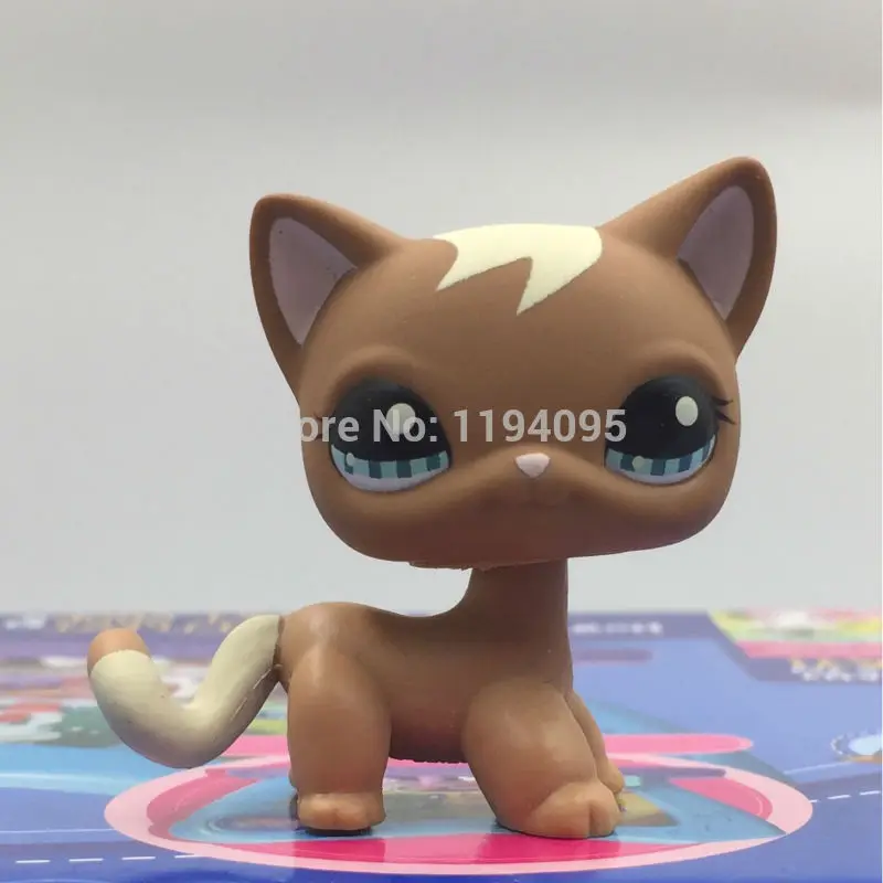 

pet shop toys Short Hair Cat #1170 Cookie Kitty Blue Eyes Brown Tan Curls Kitten Nice Gift Kids Lovely Collection Figure Toy